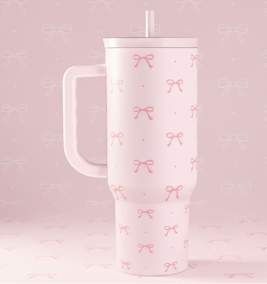 Pink Bow Slidemate | Slider Tumbler with Handle 40oz
