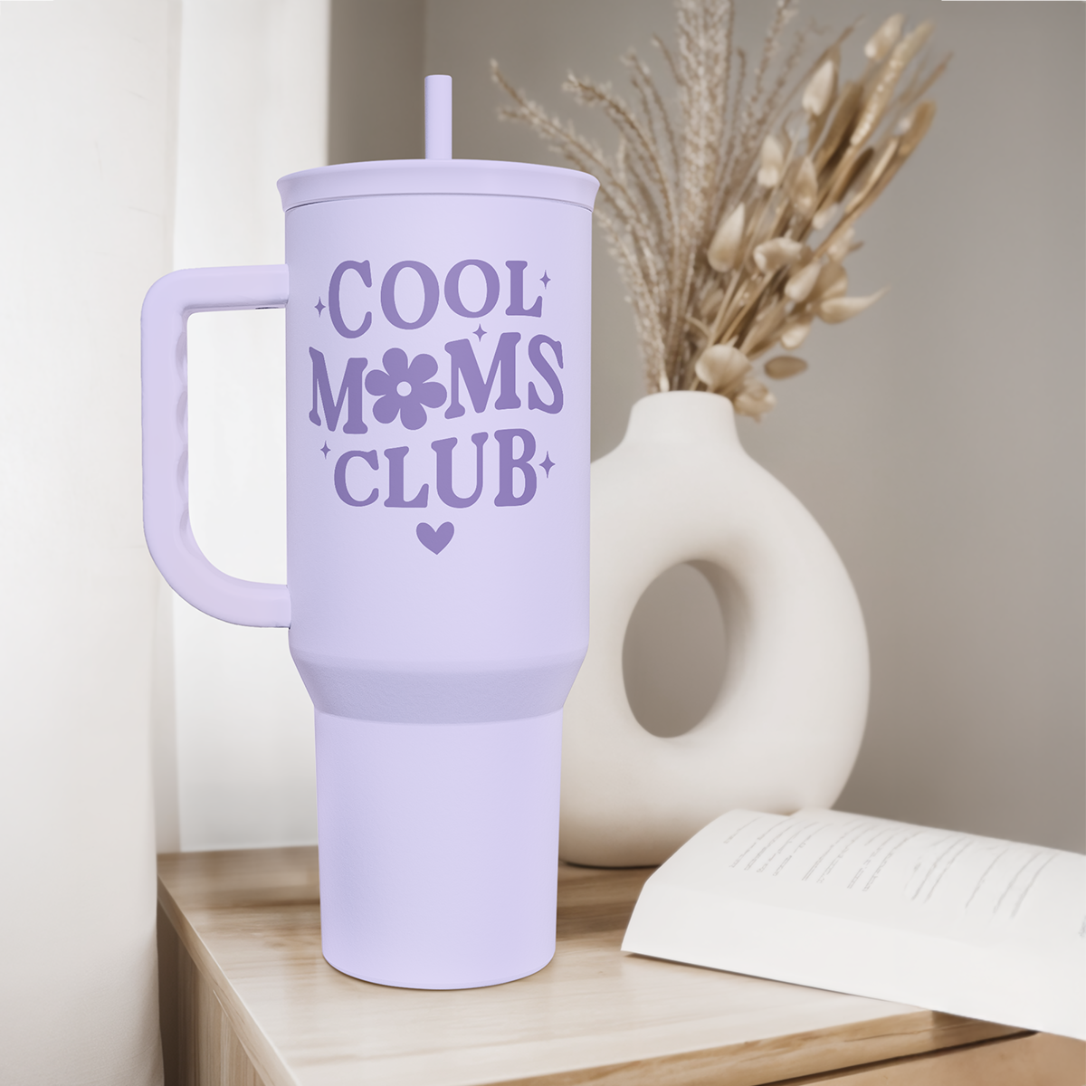 Gift for Mom - Cool Mom Club Stainless Steel Tumbler with Handle, Travel Coffee Mug for Moms - Gifts for Birthday Christmas Mothers Day, 40oz