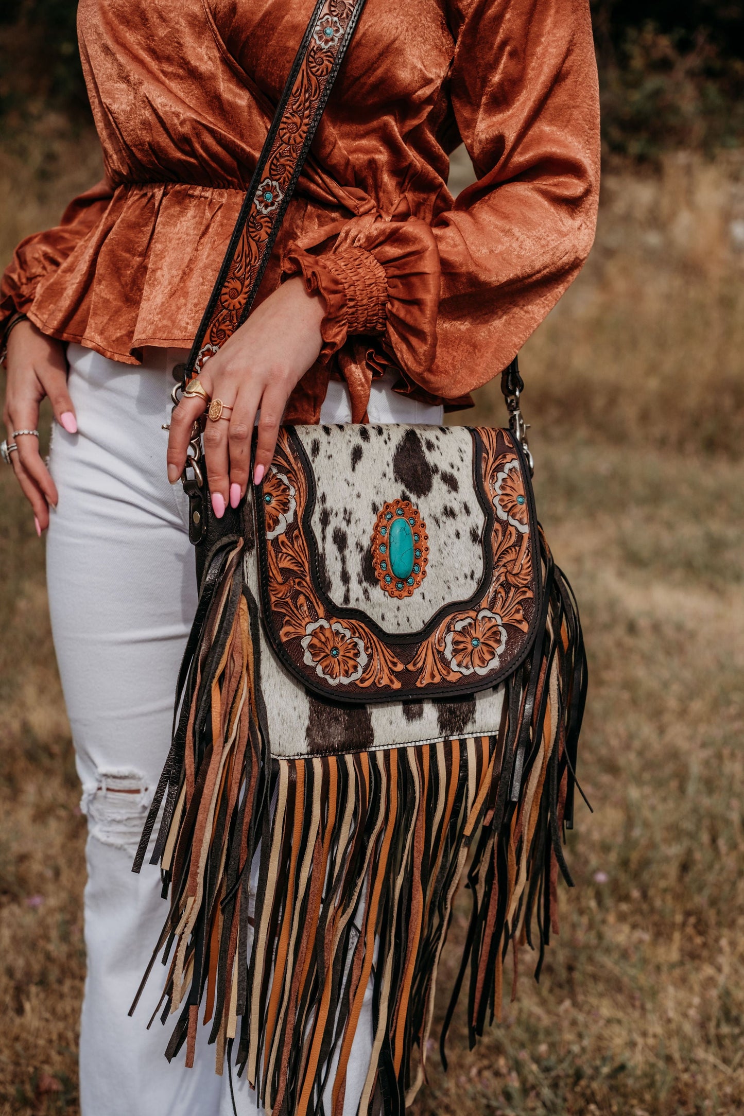 Jessie Jane Western Cowhide Bag