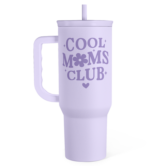 Purple Cool Mom Club Tumbler with Handle 40oz