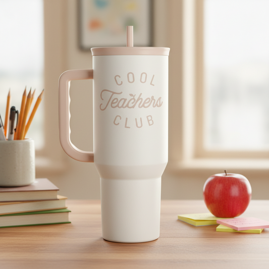 White Teacher Slidemate | Slider Tumbler with Handle 40oz