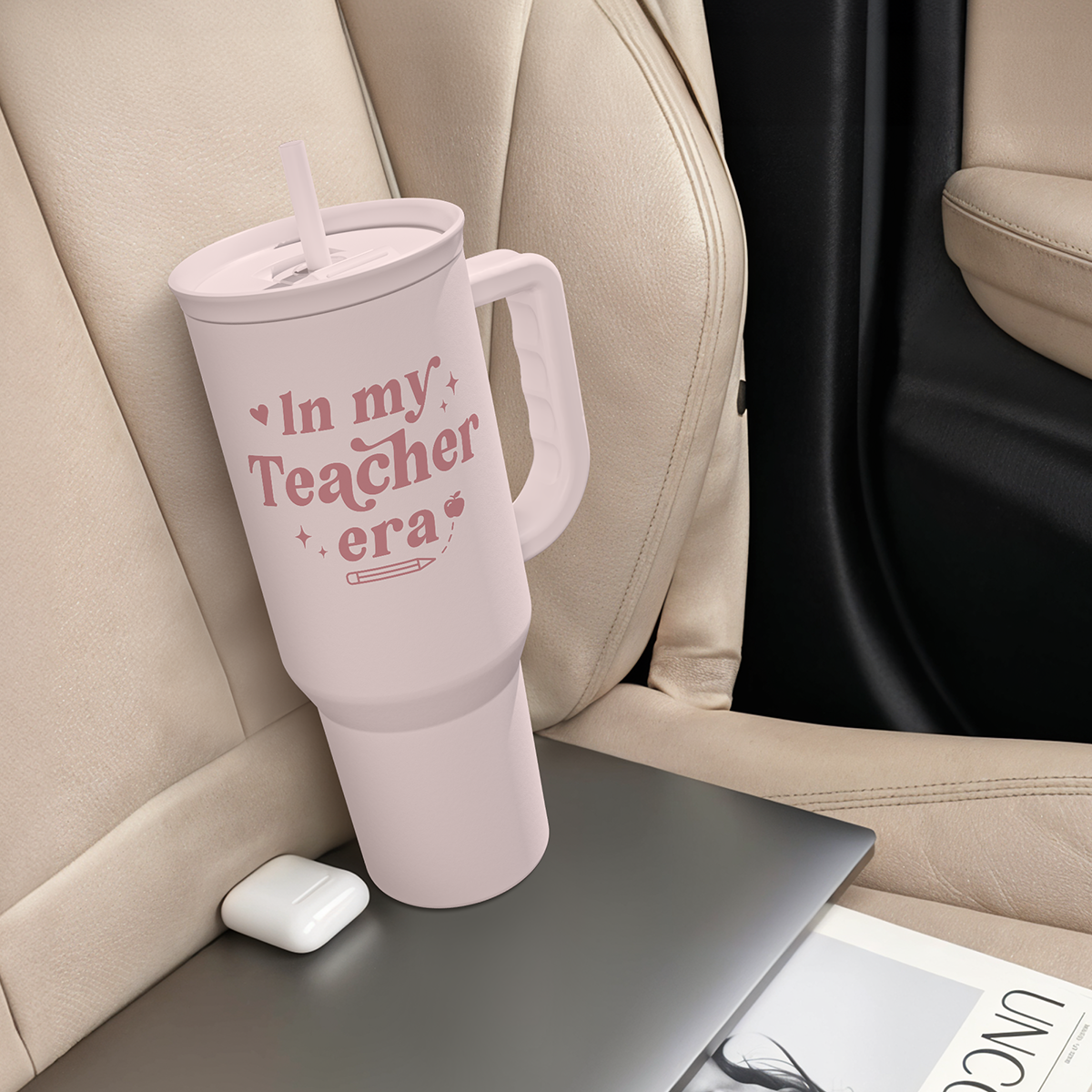 Teacher Gift - Stainless Steel Insulated Tumbler with Handle - Cool Teacher Club Travel Coffee Mug Cup for Women Back to School Birthday Christmas Teacher's Appreciation, 40oz