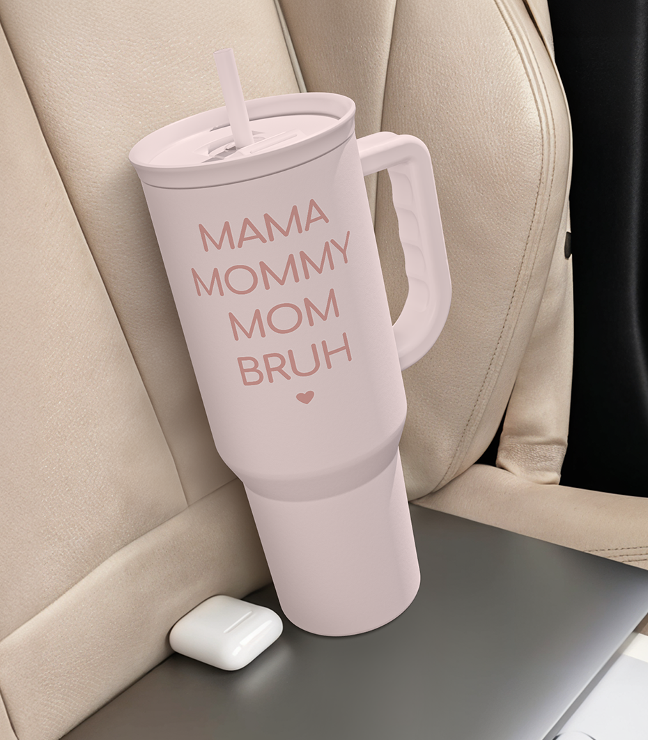 Gift for Mom - Mama Mommy Mom Bruh Stainless Steel Tumbler with Handle, Travel Coffee Mug for Moms - Gifts for Birthday Christmas Mothers Day, 40oz