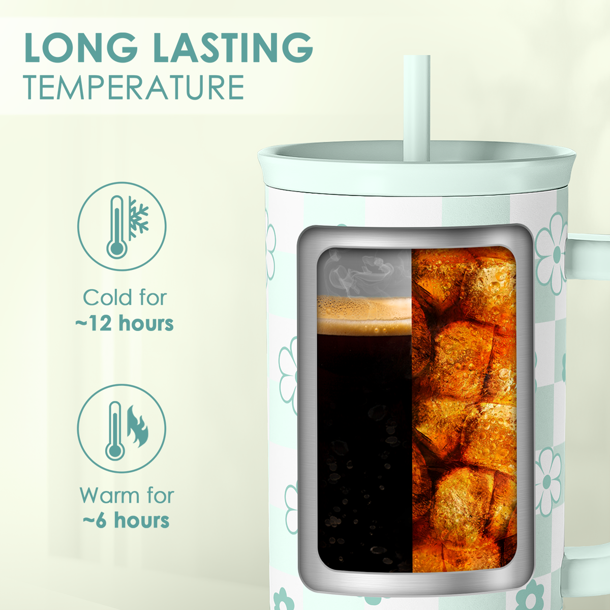 40oz Daisy Flower Tumbler with Handle and Straw