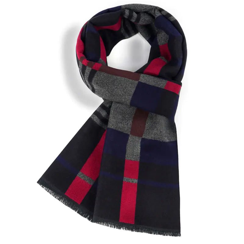 Men's Cashmere Scarf - Thick & Stylish Checkered Design