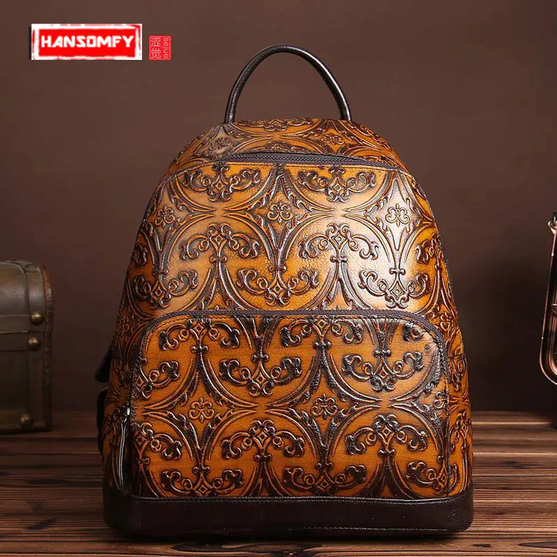 Hand Tooled Paulson/Baoerson Genuine Leather Backpack