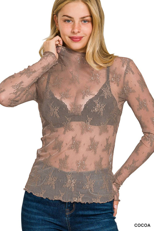 Lace Long Sleeve Top - 4 color choices