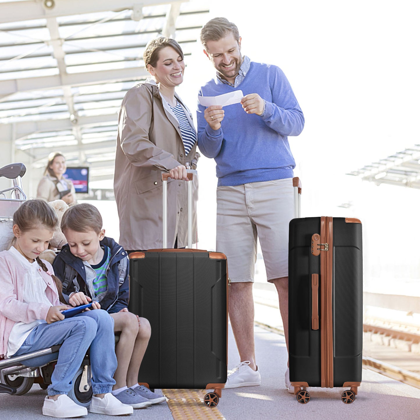 3 Piece Hard Shell ABS Luggage Sets with Double Spinner Wheels