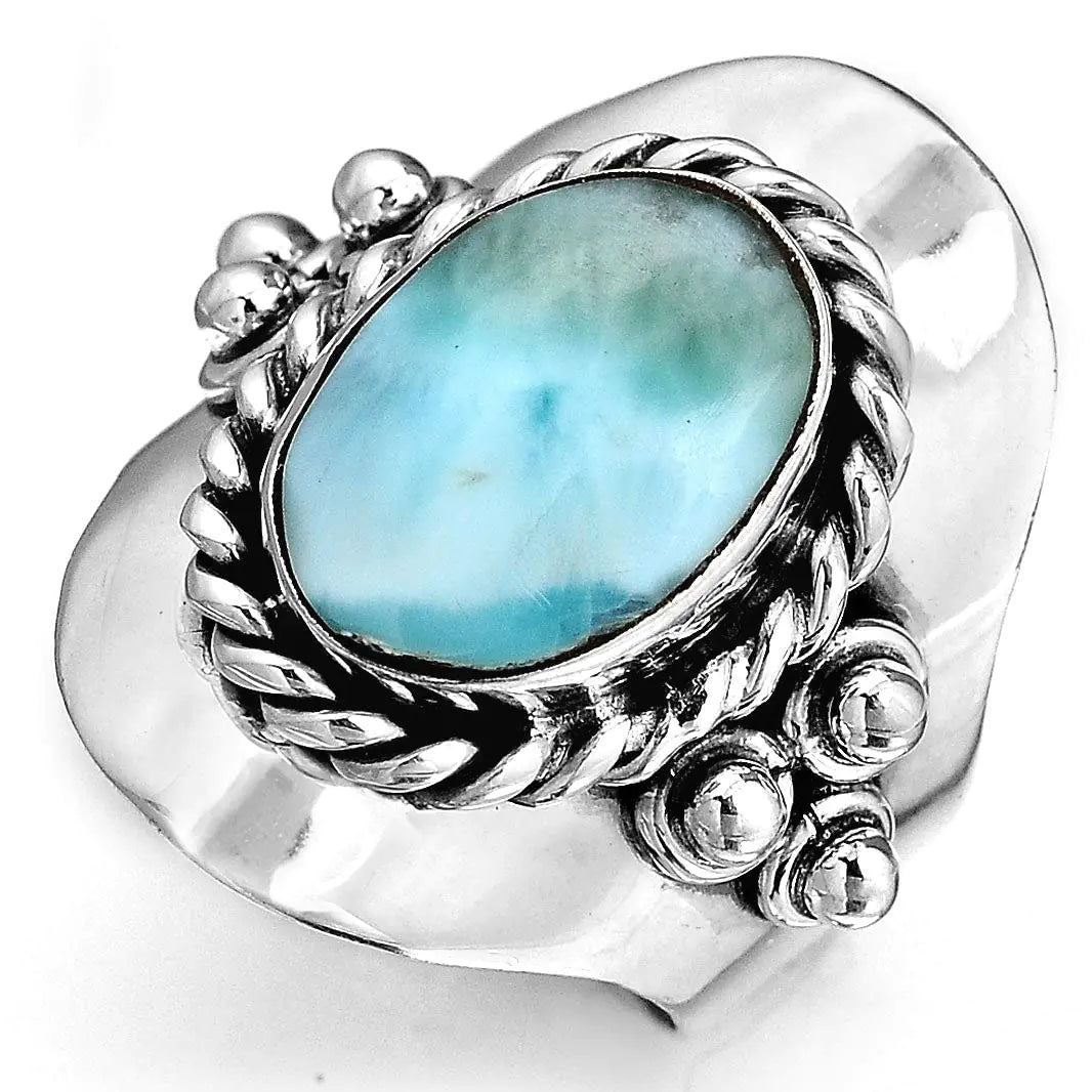 Boho-Magic Sterling Silver Larimar Ring