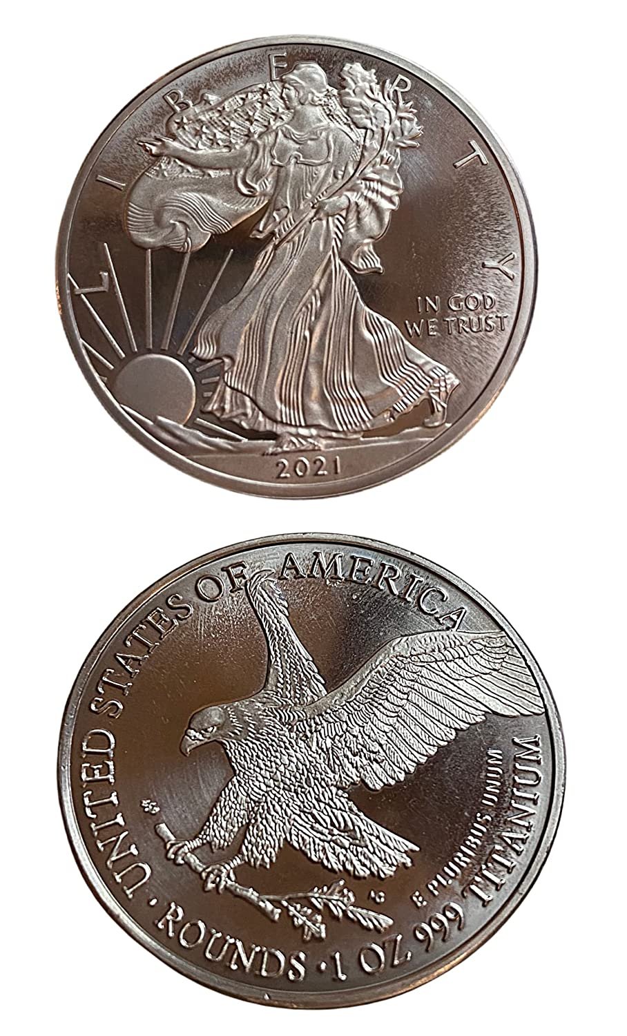 100- 1 Ounce 999 Solid Titanium Liberty Eagle Coins