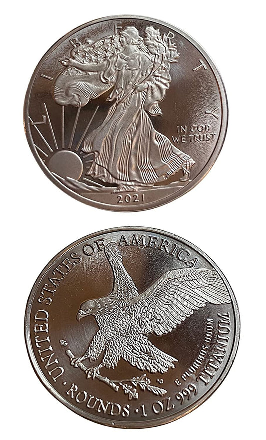 100- 1 Ounce 999 Solid Titanium Liberty Eagle Coins