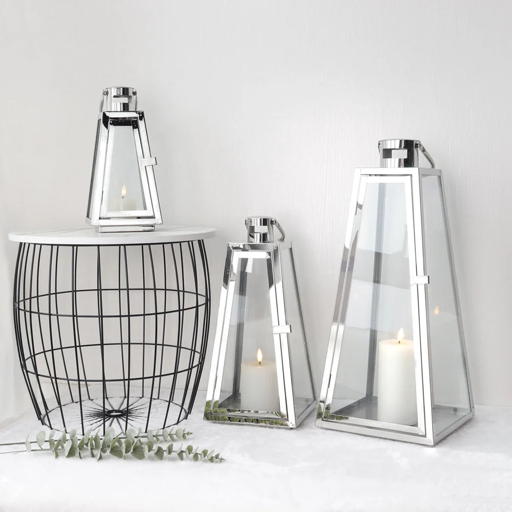 Set of 3-21'' & 16'' &11''High Stainless Steel Lantern