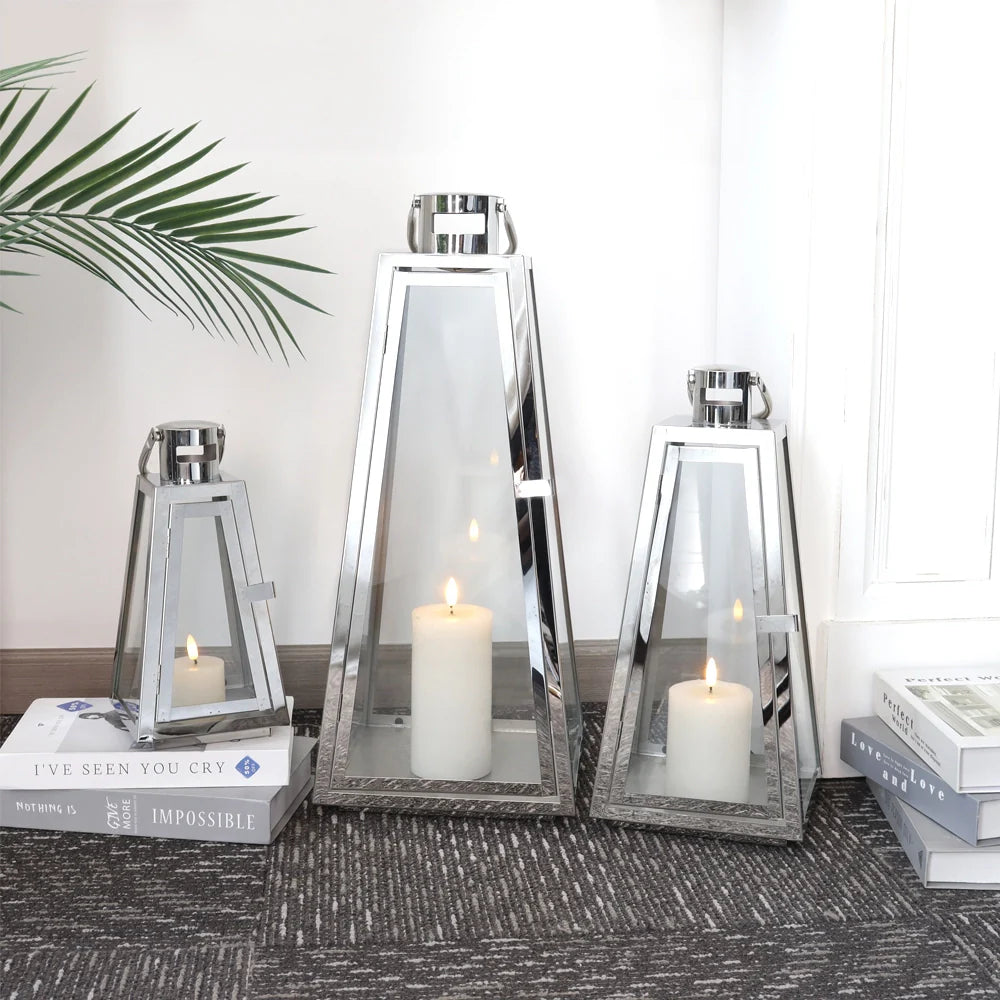 Set of 3-21'' & 16'' &11''High Stainless Steel Lantern