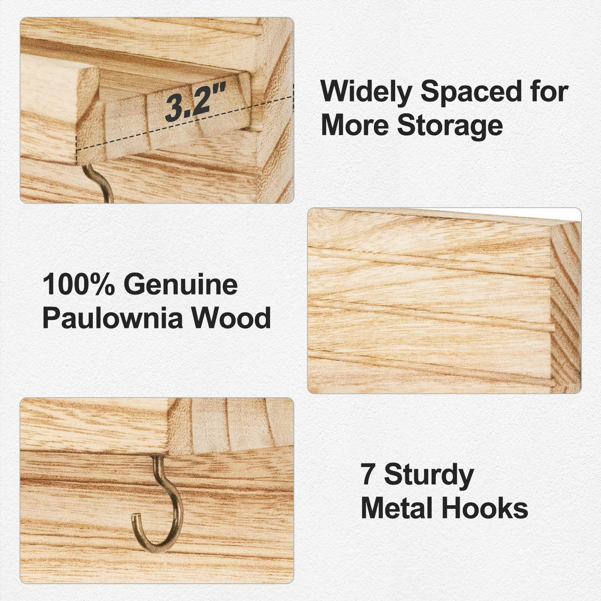Wall Mount Key Holder with 7 Hooks & Shelf