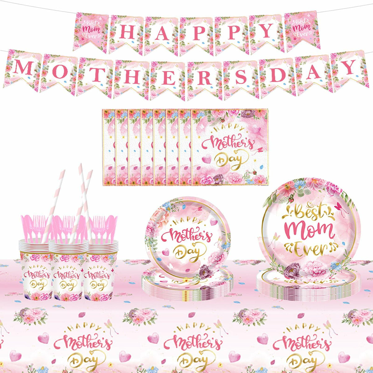 162PCS Mother's Day Party Supplies