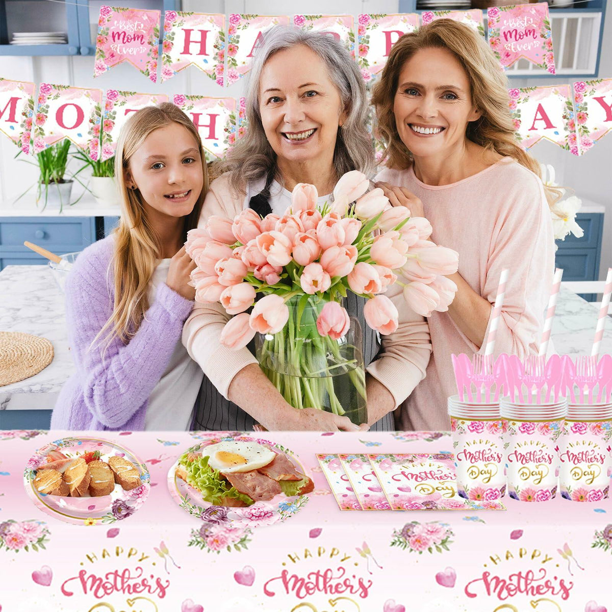 162PCS Mother's Day Party Supplies