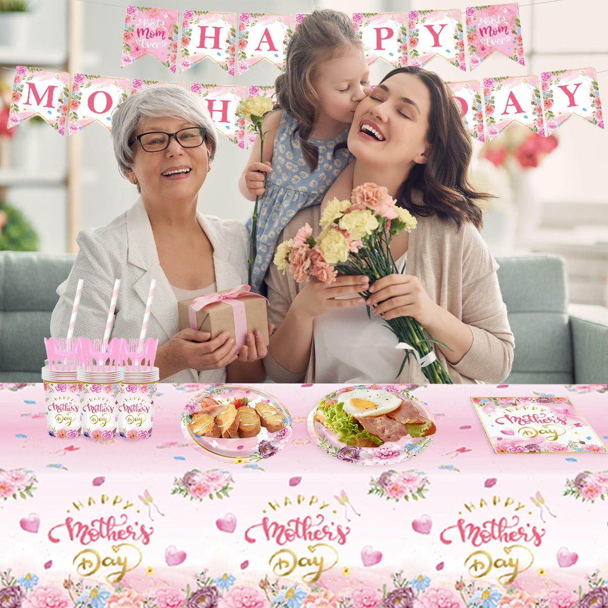 162PCS Mother's Day Party Supplies