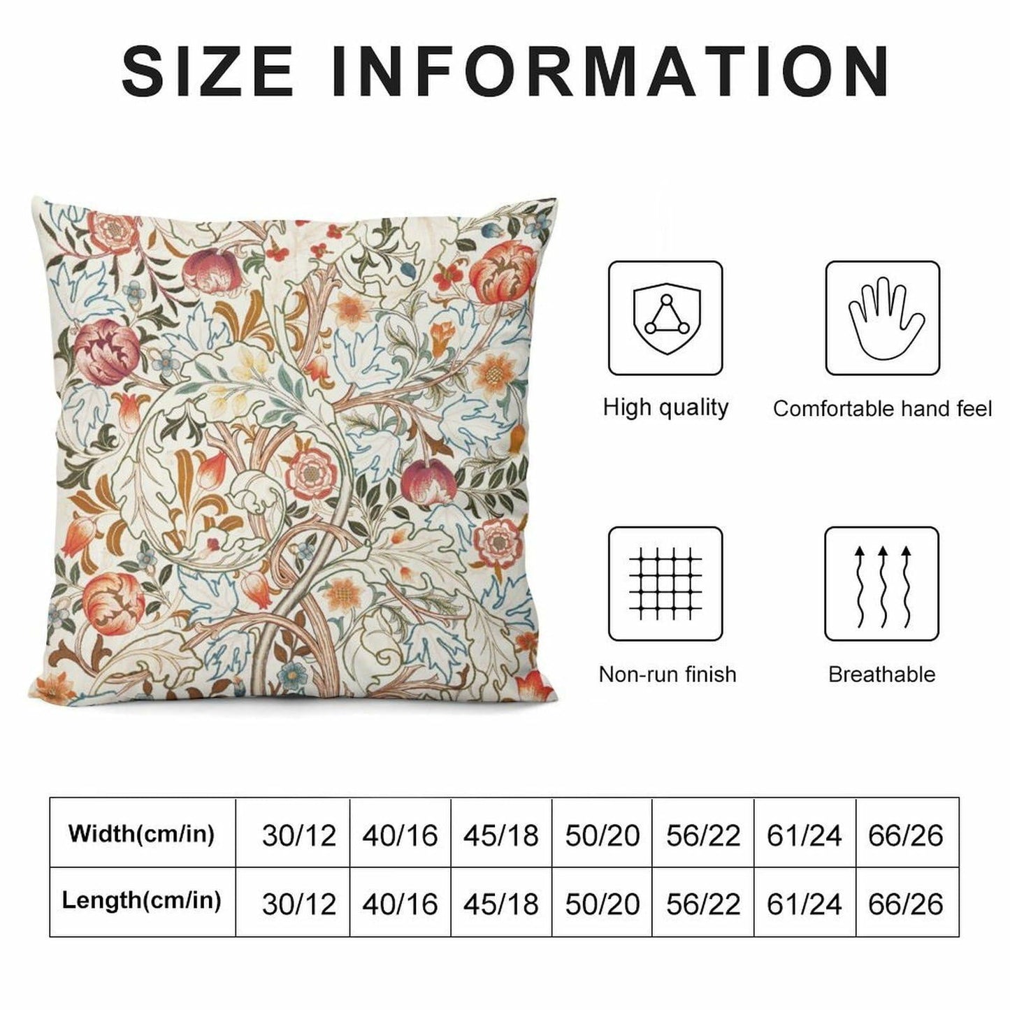 Yaemikoo William Morris Vintage Floral Throw Pillow Covers Set of 2 18x18