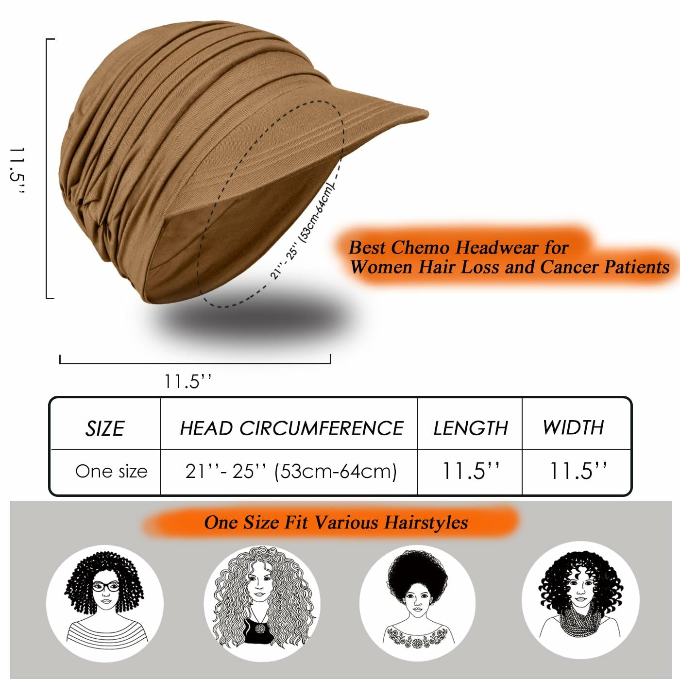 Wimnkuv Soft Bamboo Baseball Cap Women Chemo Hat Wine Red+Khaki One Size