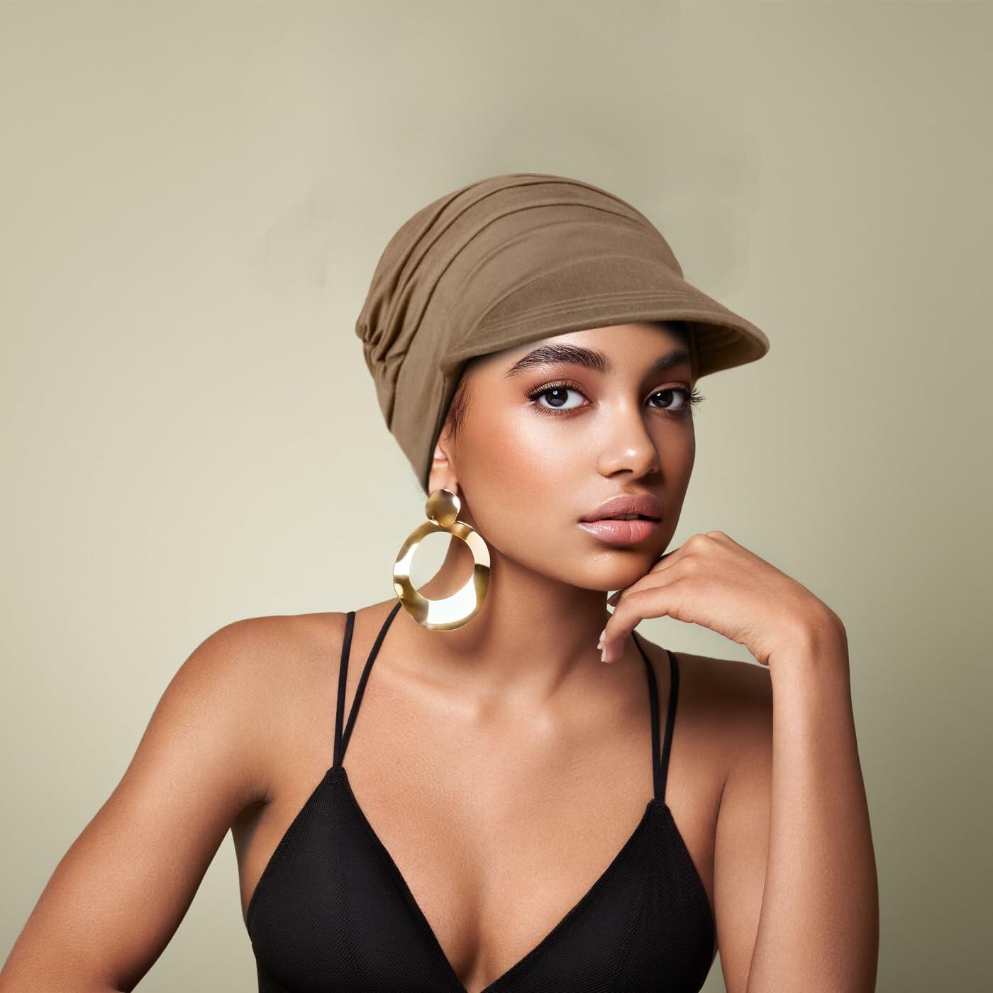 Wimnkuv Soft Bamboo Baseball Cap Women Chemo Hat Wine Red+Khaki One Size