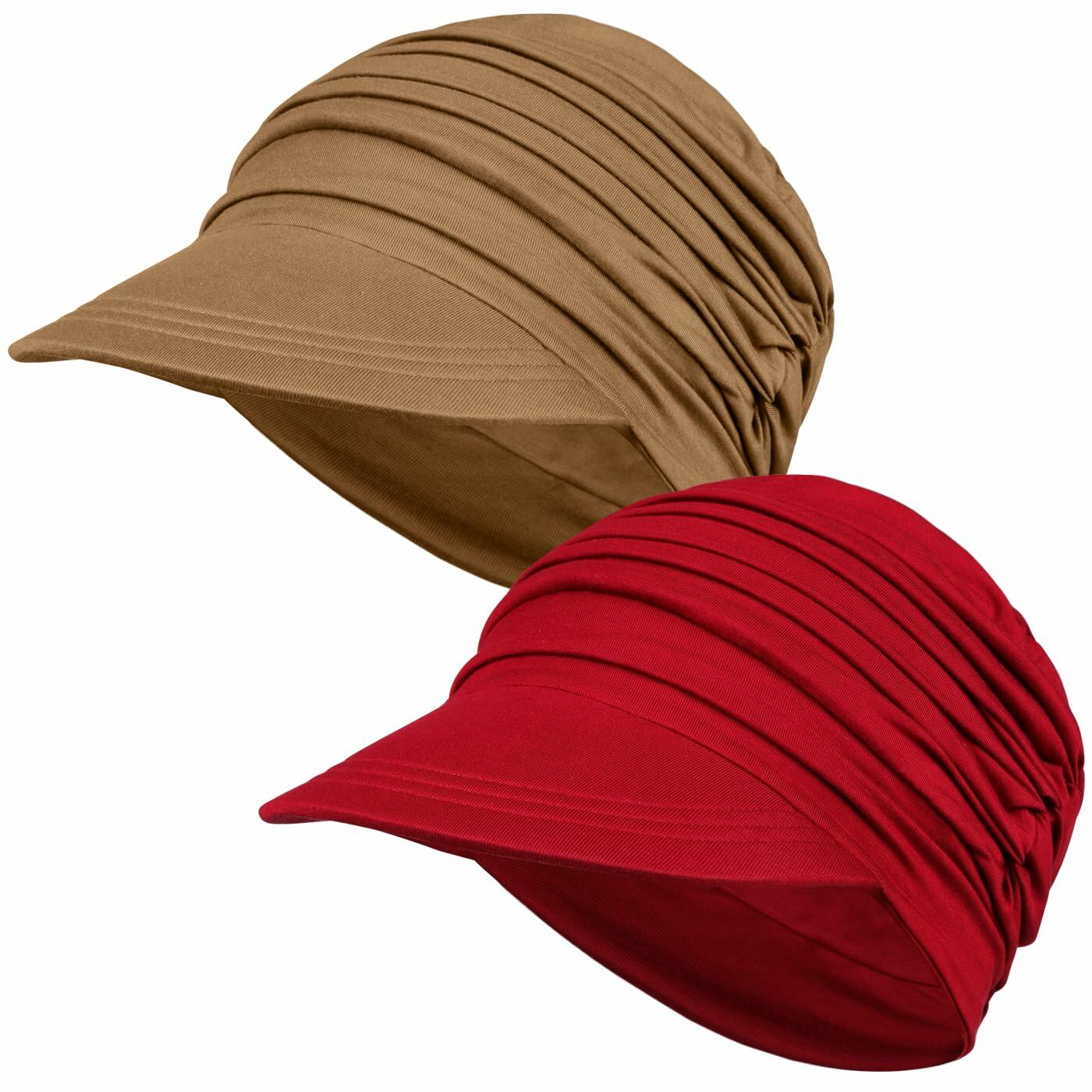 Wimnkuv Soft Bamboo Baseball Cap Women Chemo Hat Wine Red+Khaki One Size