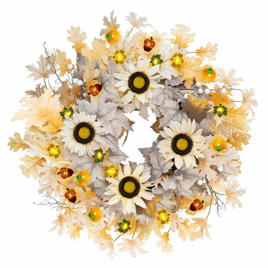 26" Lighted Sunflower Wreath