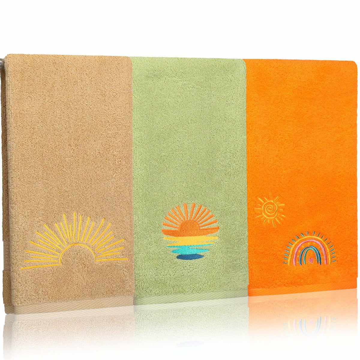 3 Pc Embroidered Cotton Hand Towels 14x29 Inch