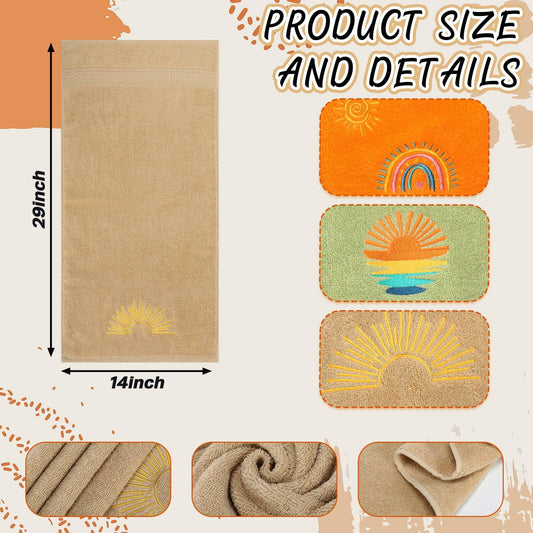 3 Pc Embroidered Cotton Hand Towels 14x29 Inch
