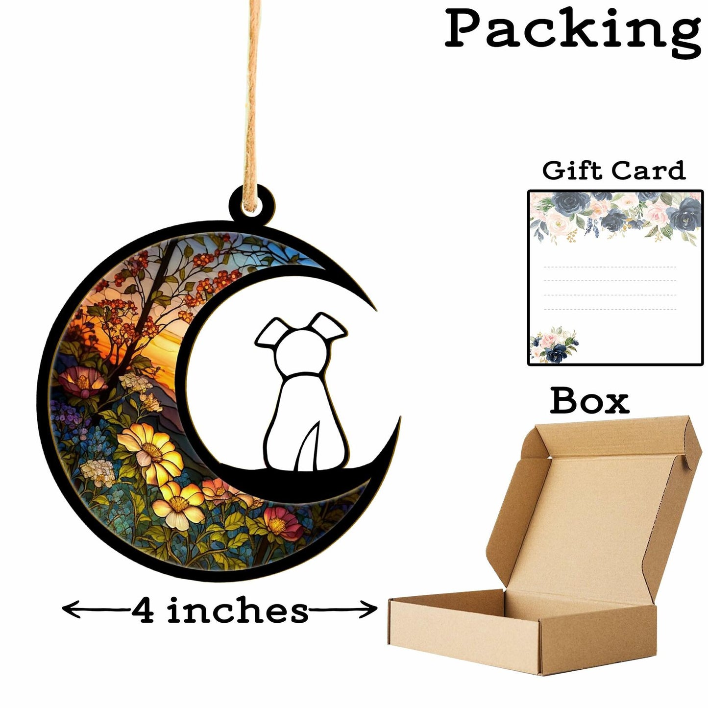 Dog Ornament Suncatcher Memorial Gift - 4 Inch