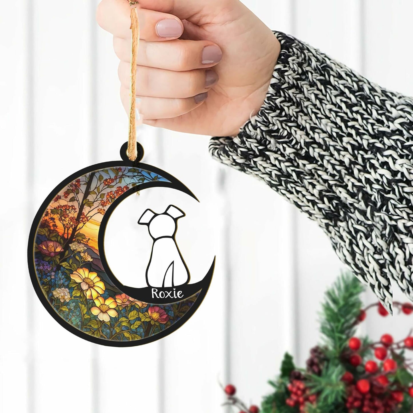 Dog Ornament Suncatcher Memorial Gift - 4 Inch