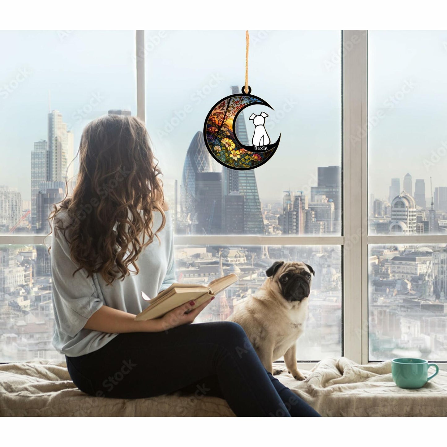 Dog Ornament Suncatcher Memorial Gift - 4 Inch