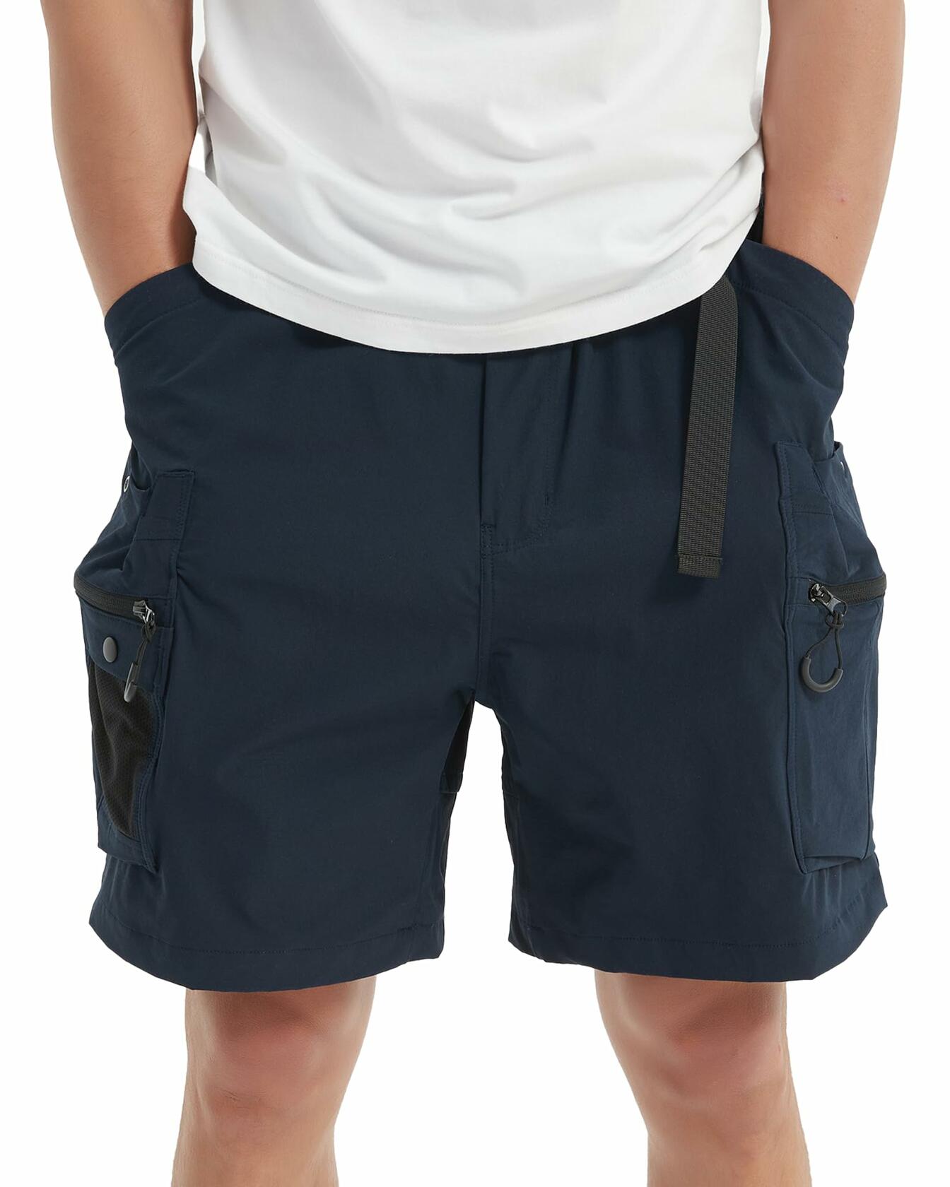 Hiking Cargo Shorts – Lightweight Quick Dry, Multi-Pocket, Navy - Medium