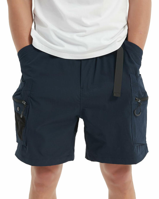 Hiking Cargo Shorts – Lightweight Quick Dry, Multi-Pocket, Navy - Medium