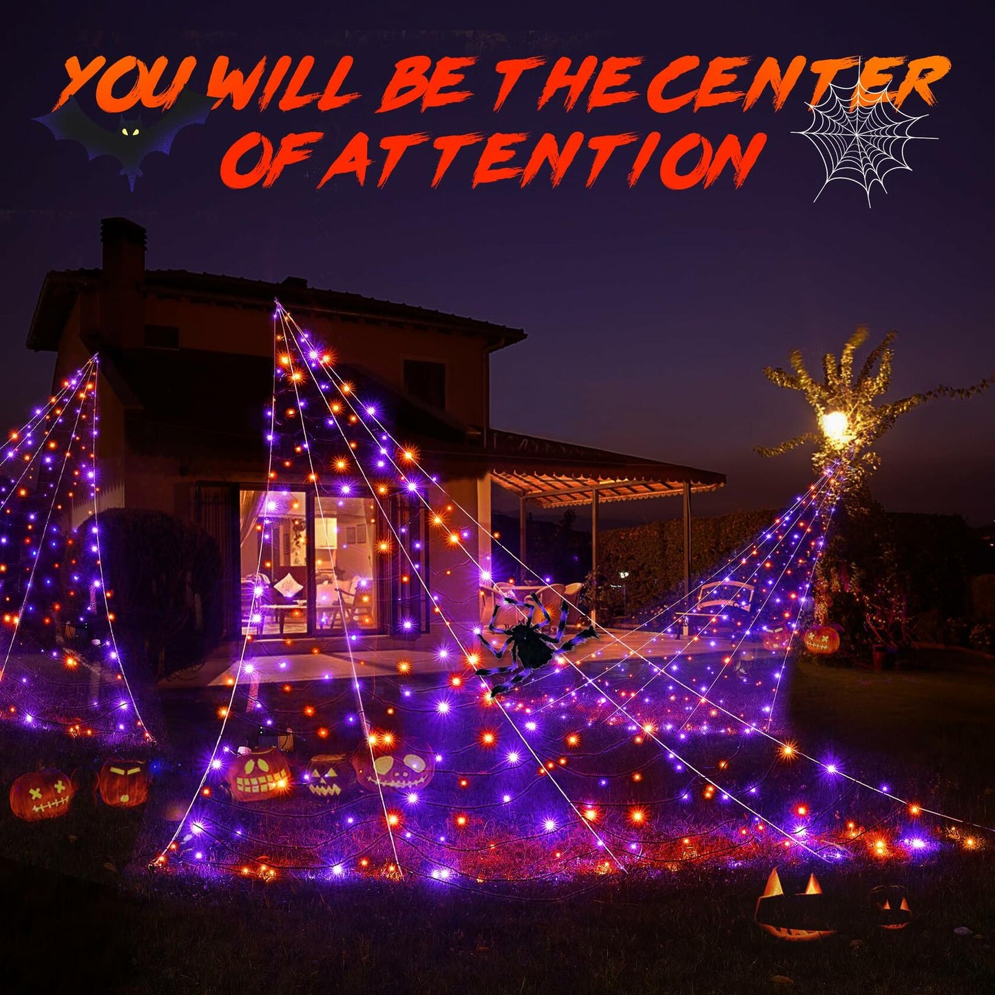 LED Outdoor Spider Web 19.7x14.7ft