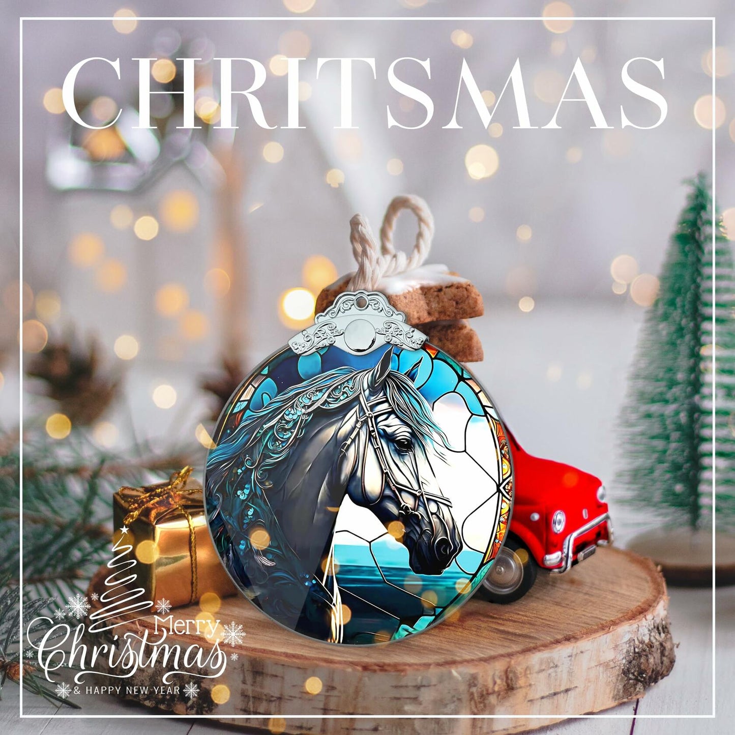 Stained Glass Horse Ornament