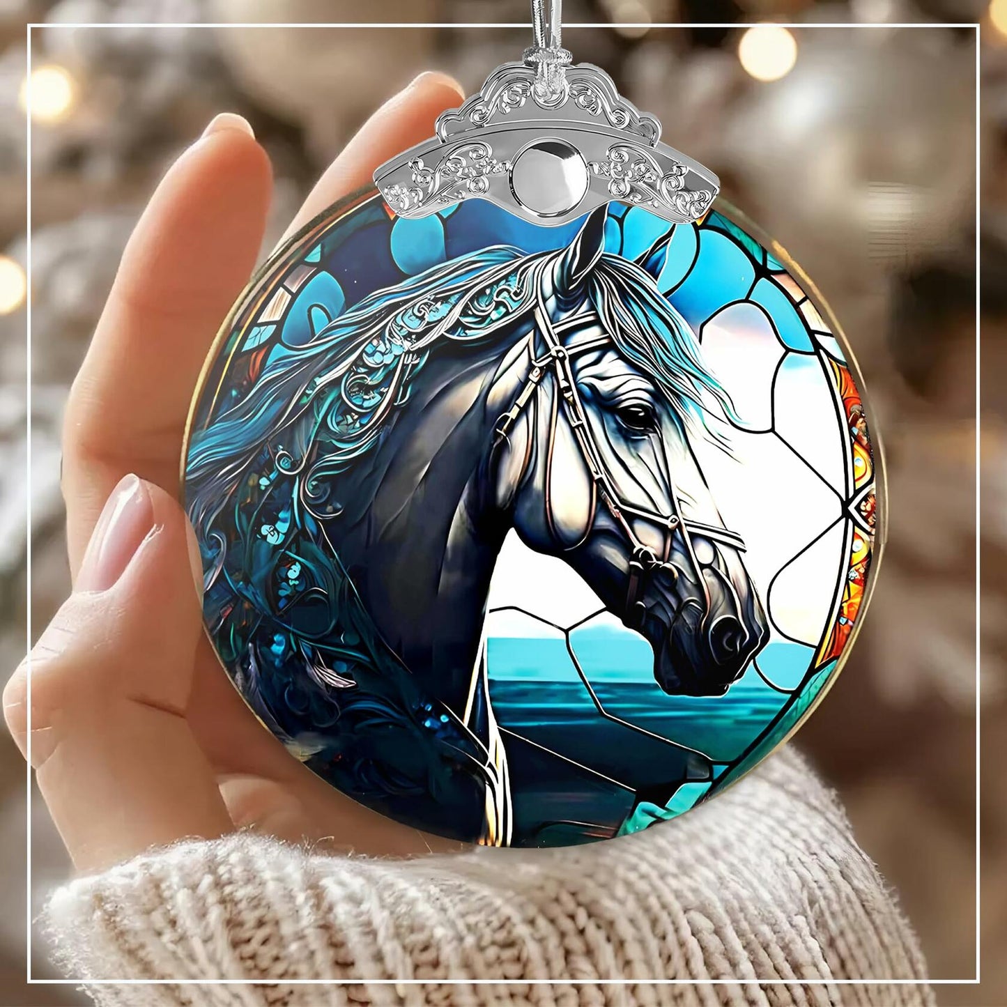 Stained Glass Horse Ornament