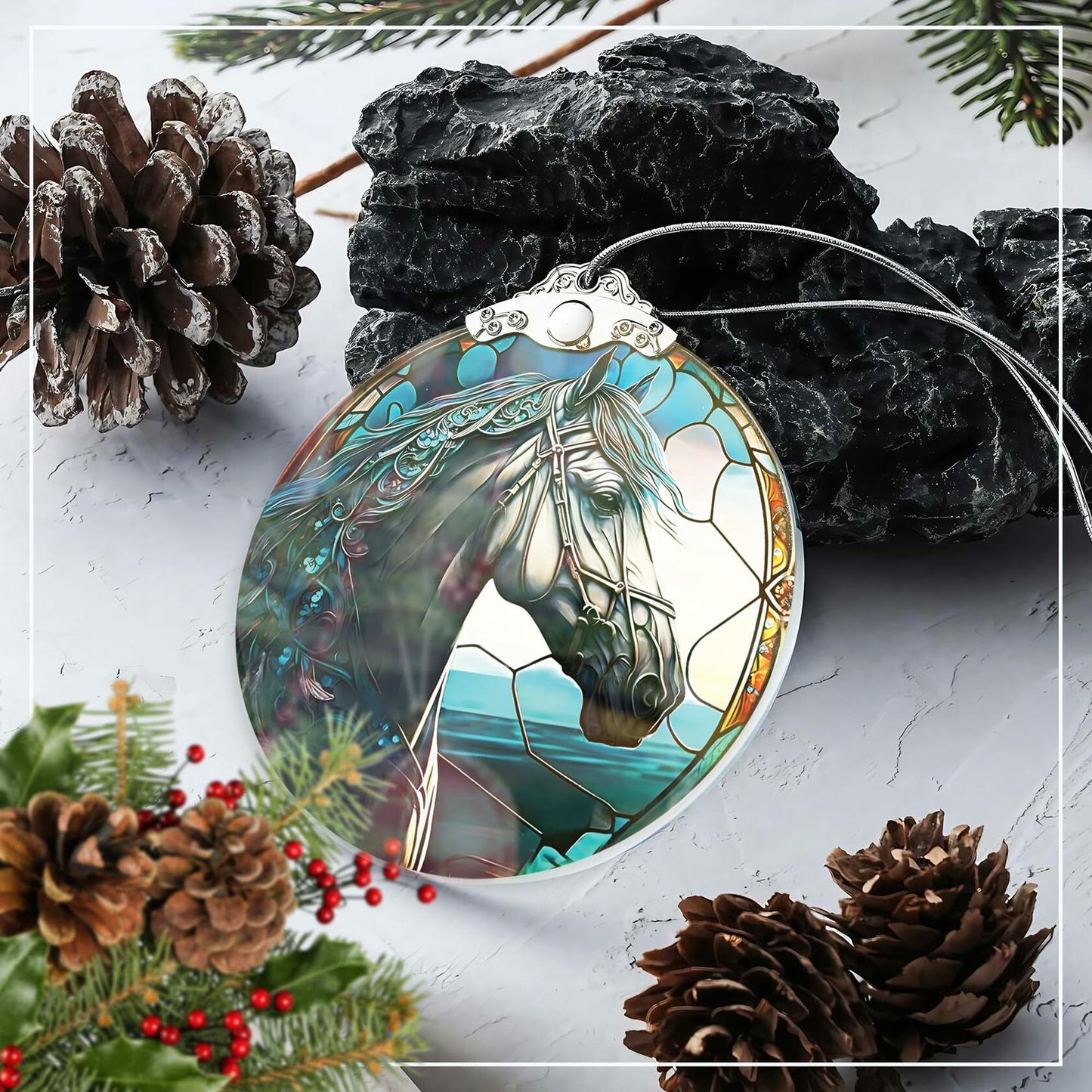 Stained Glass Horse Ornament