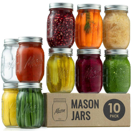 Regular Mouth Glass Mason Jars, 16-Ounce (10-Pack)