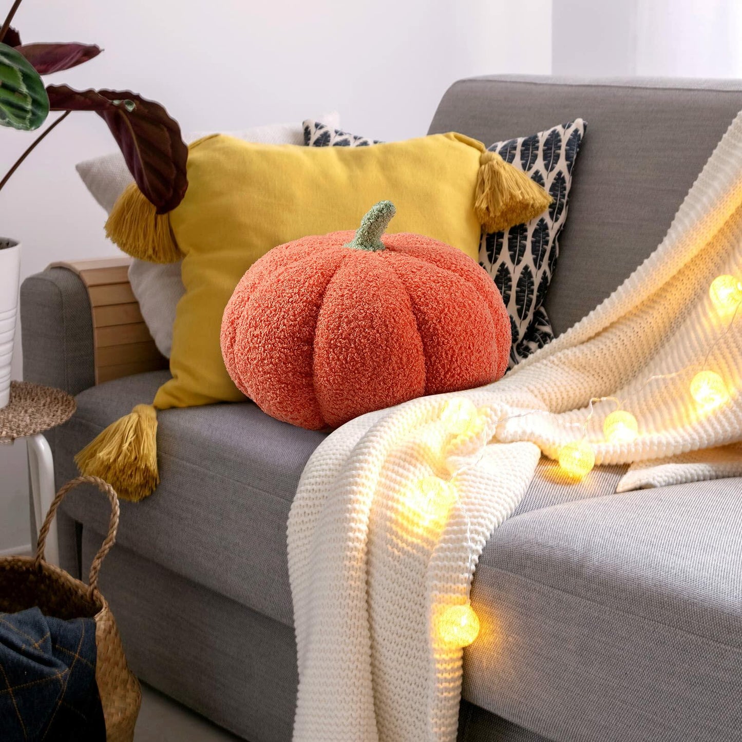 2 Pcs Pumpkin Pillow Plush 11x9.5 Inch