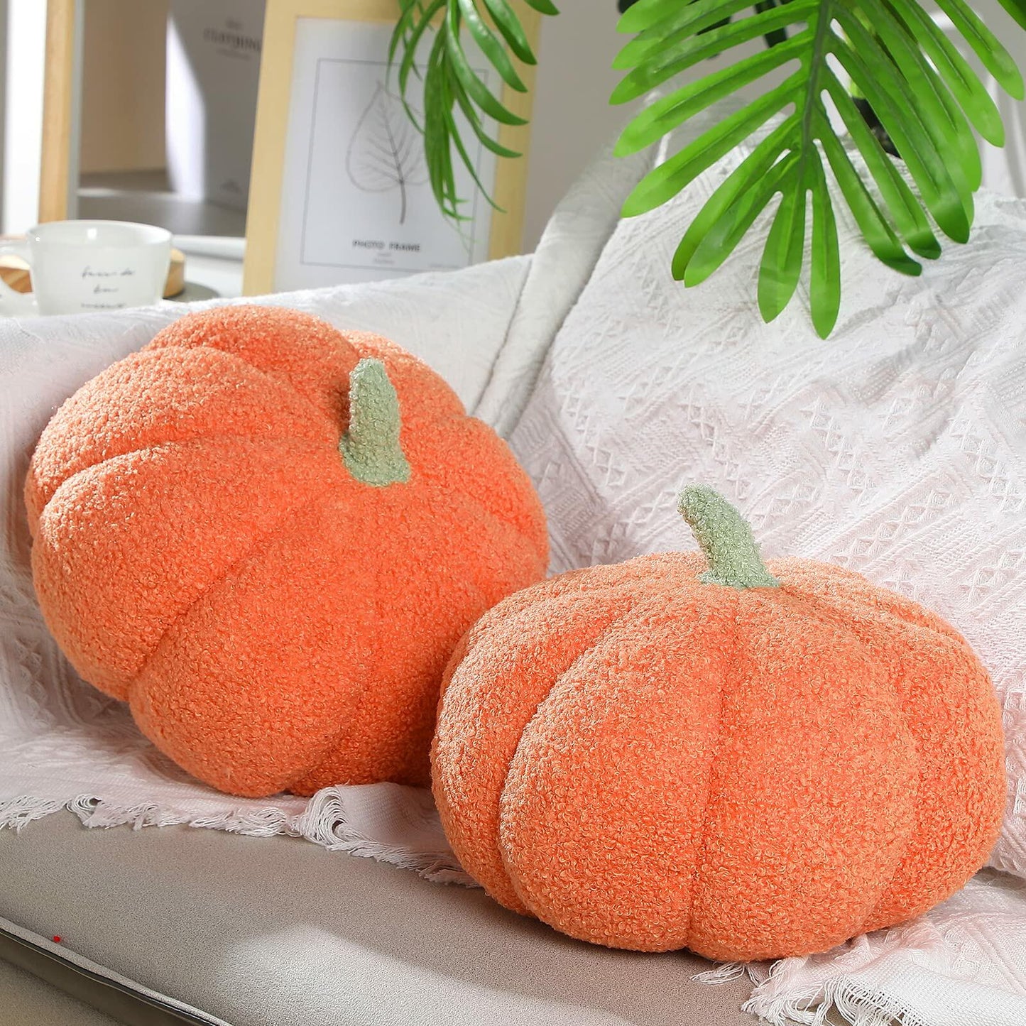 2 Pcs Pumpkin Pillow Plush 11x9.5 Inch