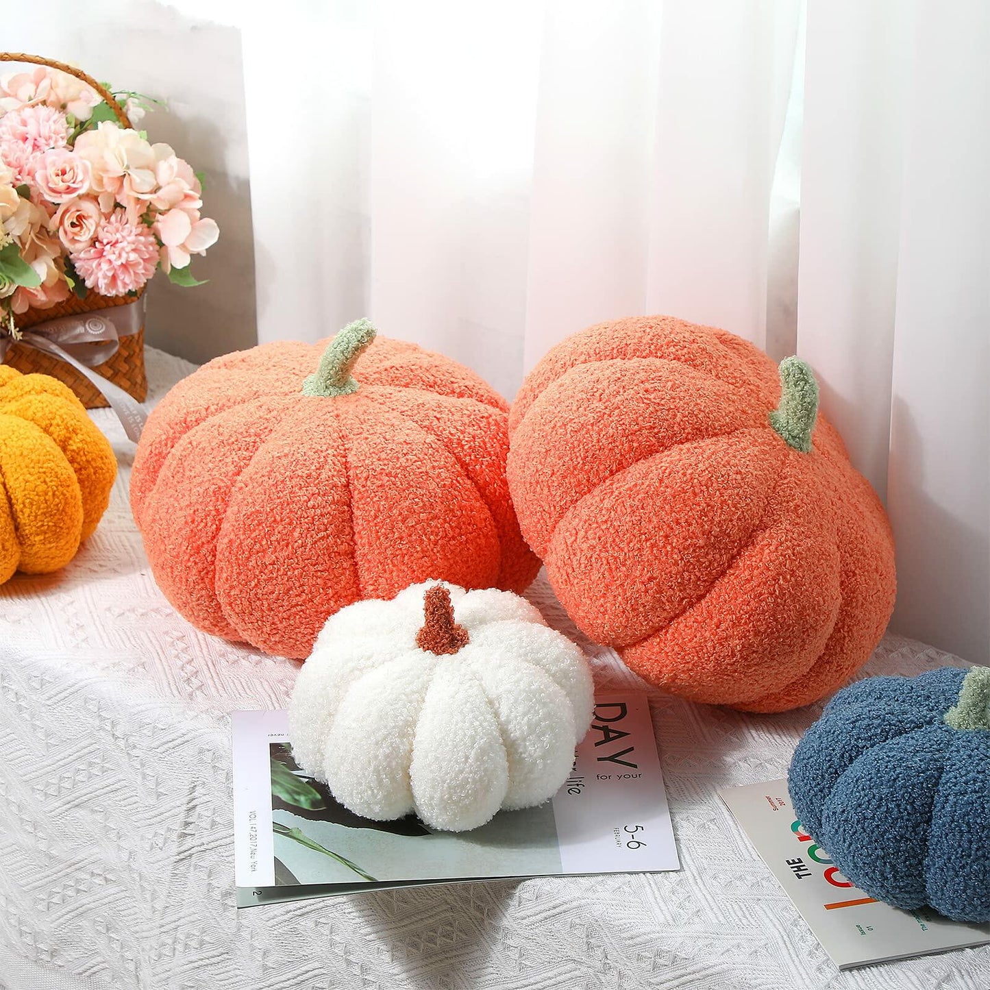 2 Pcs Pumpkin Pillow Plush 11x9.5 Inch