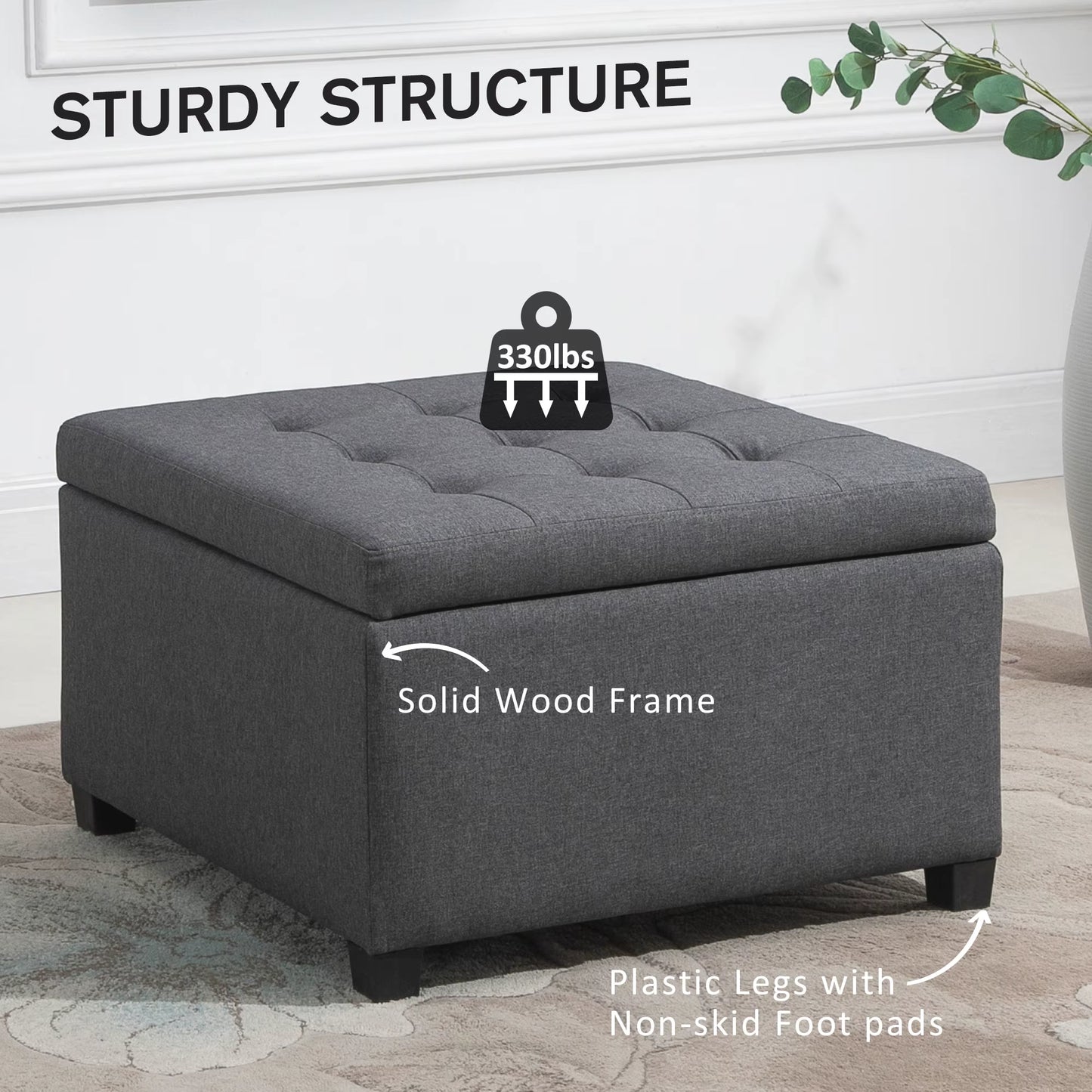 Polyester Linen Fabric Ottoman