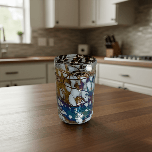 Pearlescent Swirl Hand-Blown Glass | Mexican Mocha Mix Tumbler