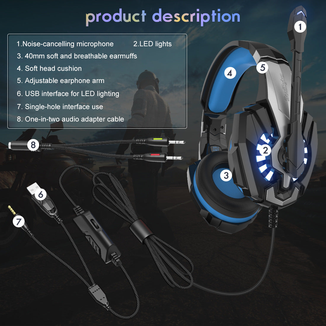 SoulBytes S9 Premium Stereo Gaming Headset for PS4, PC, Xbox, PS5