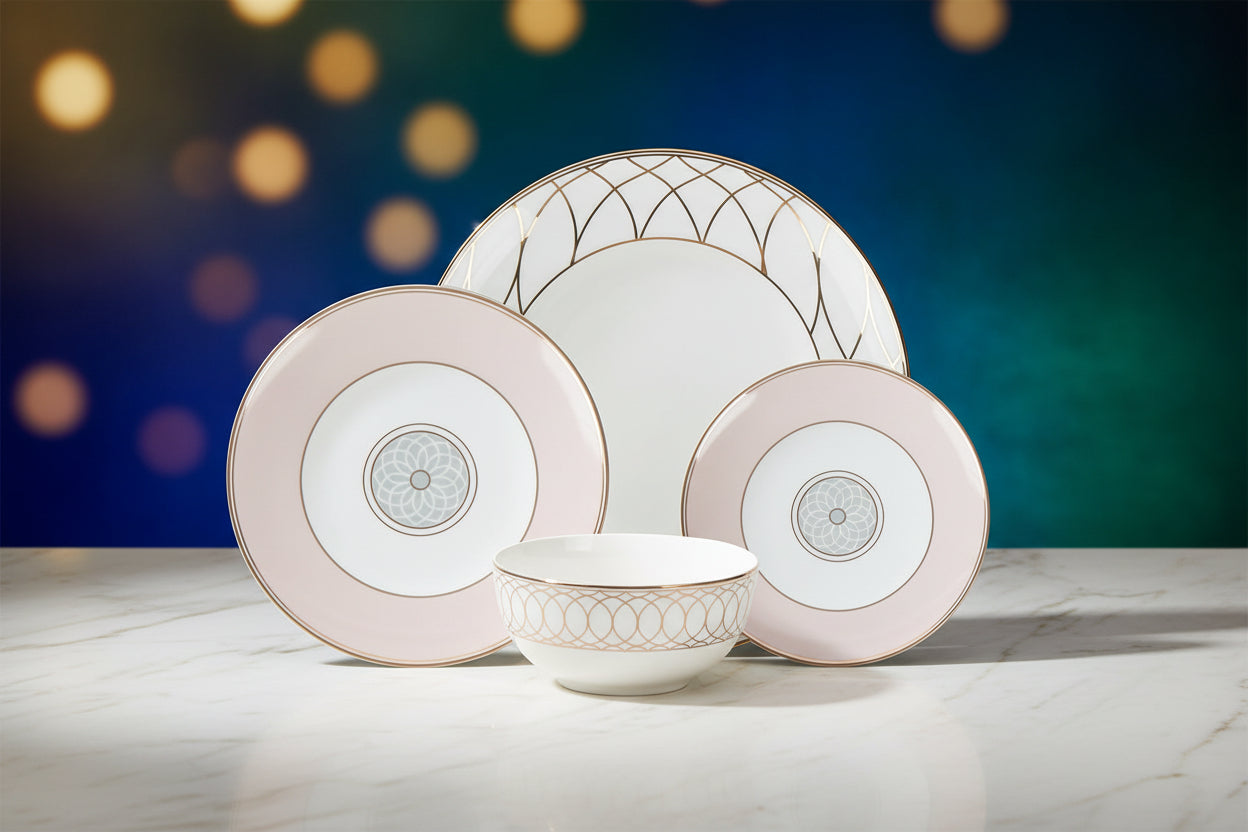Pink & Gold Dinnerware Set-16 Pieces
