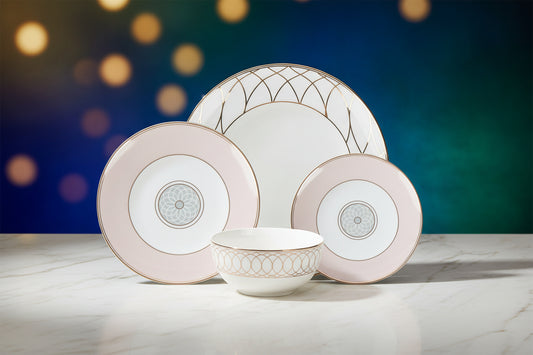 Pink & Gold Dinnerware Set-16 Pieces