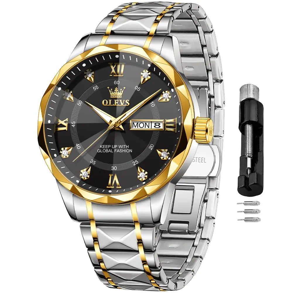 OLEVS Men’s Business Dress Two-Tone Black Watch