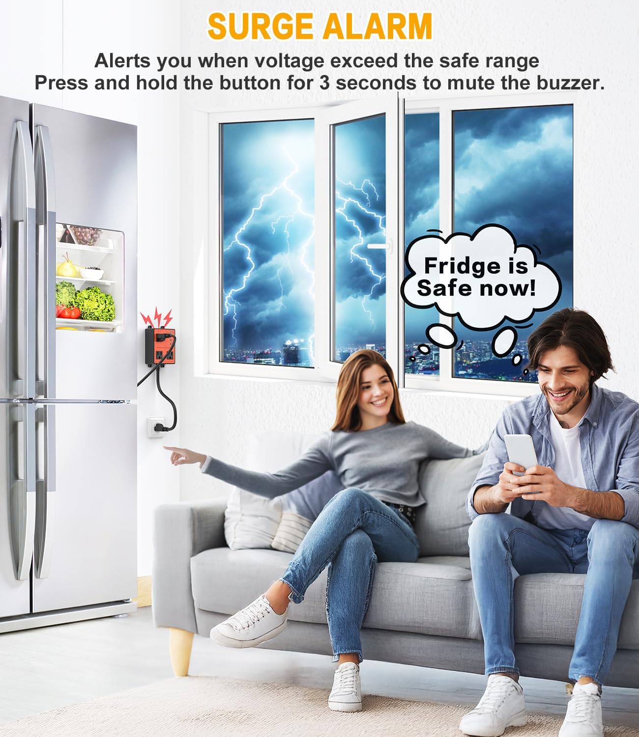 Refrigerator Surge Protector, 3-Outlet 120V