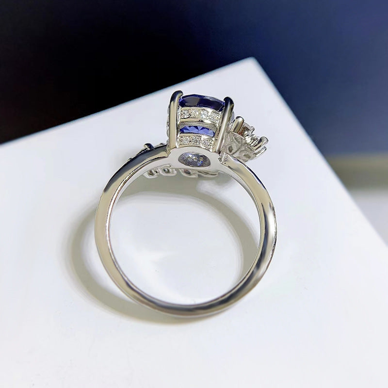 S925 Silver Round Rhinestone Engagement Ring