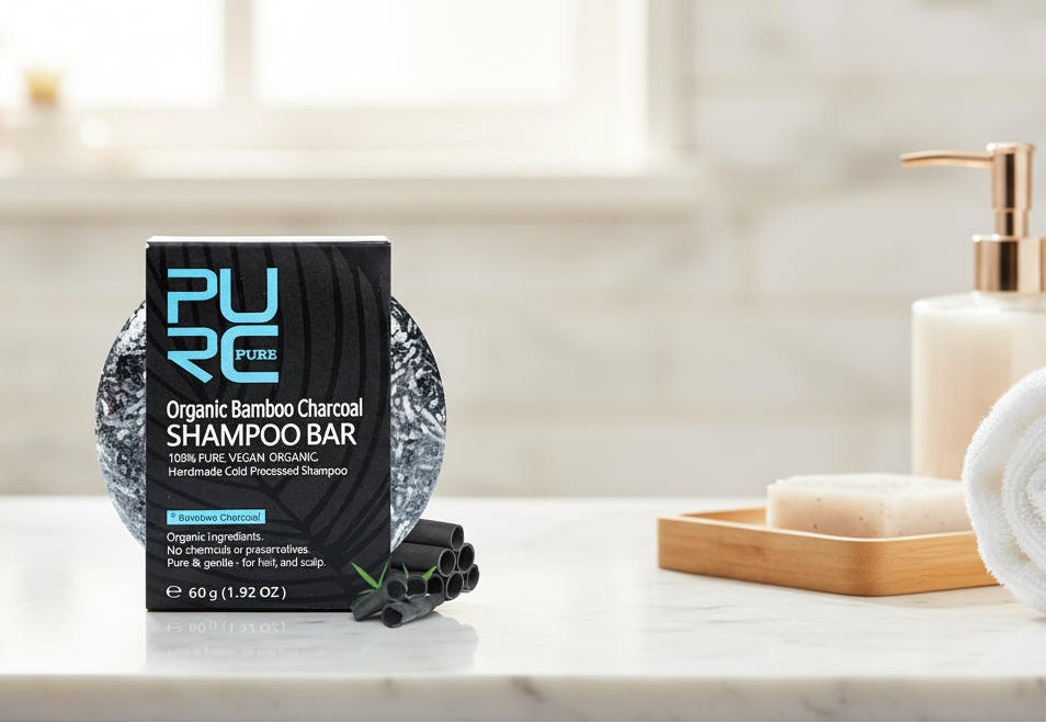 PURC Bamboo Charcoal Shampoo Bar for Nourishing Shine